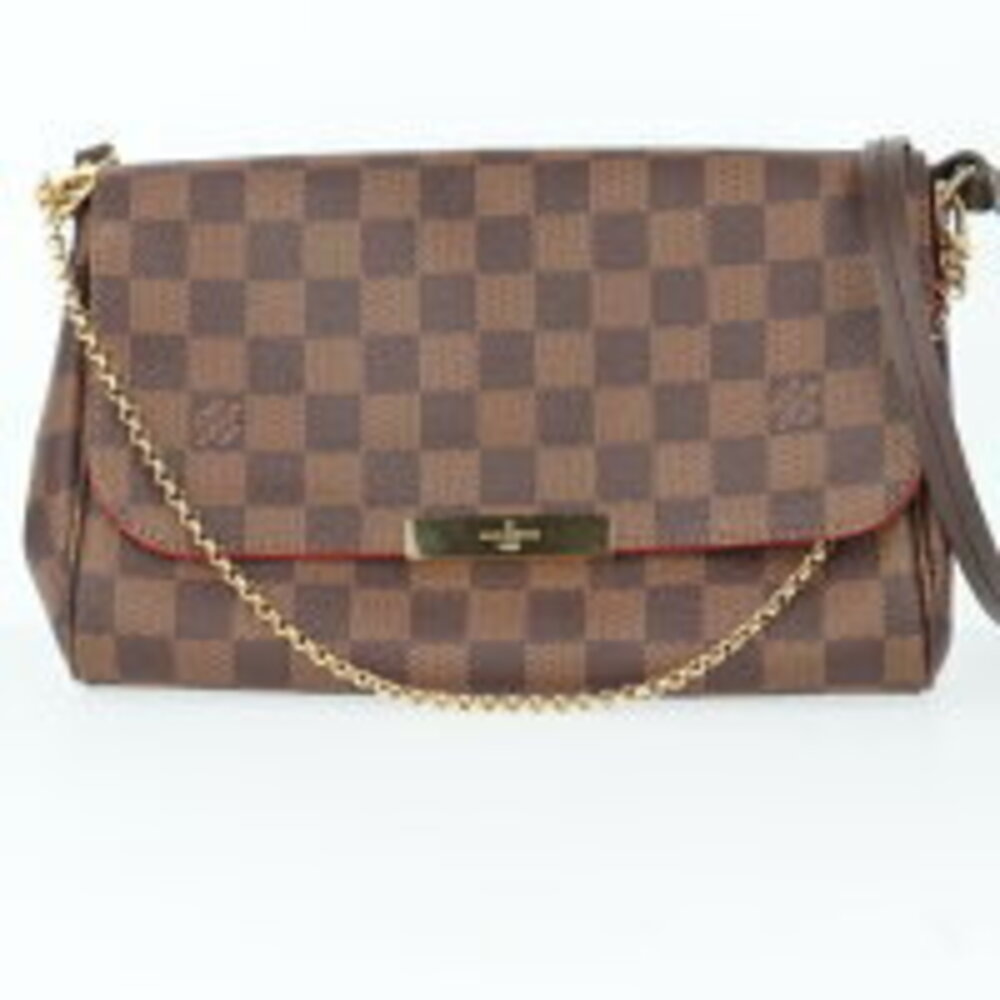 Louis Vuitton Favorite Damier Shoulder Bag Brown Leather Chain Pouch